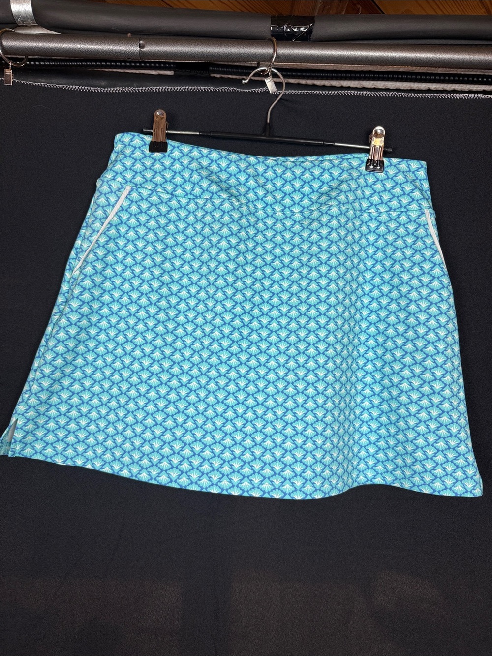 Sigrid Olsen Teal and White Patterned Skort